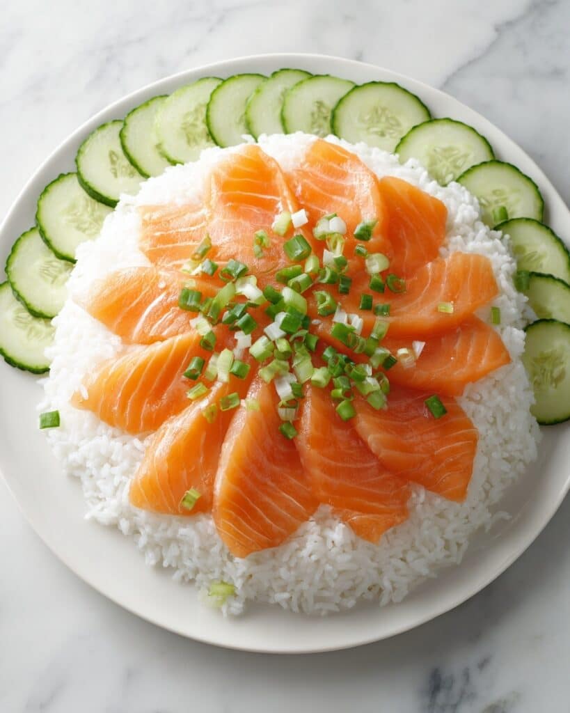 Crispy Rice Salmon Cucumber Salad with Creamy Asian Dressing Recipe