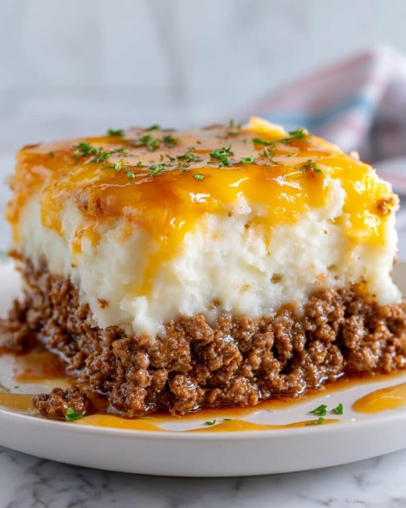 Meatloaf with Mashed Potatoes and Cheddar Cheese Recipe