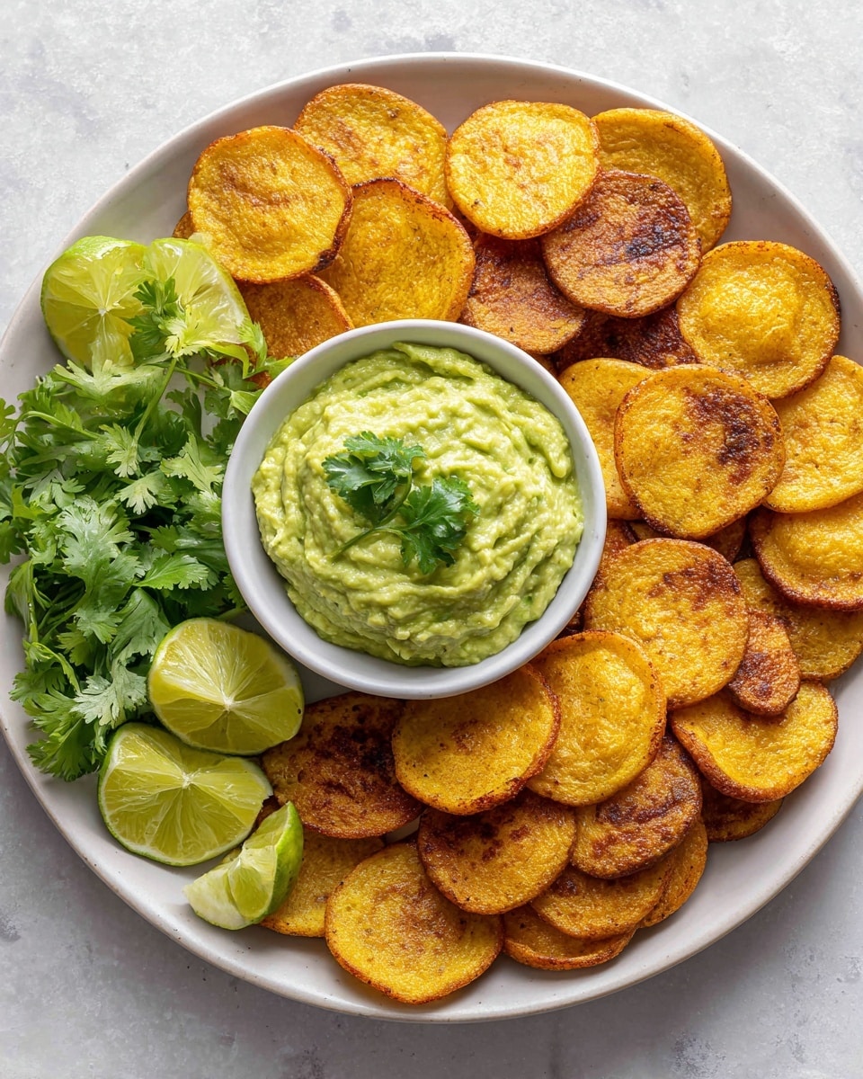 Baked Plantain Chips with Guacamole Recipe - Recipe Image
