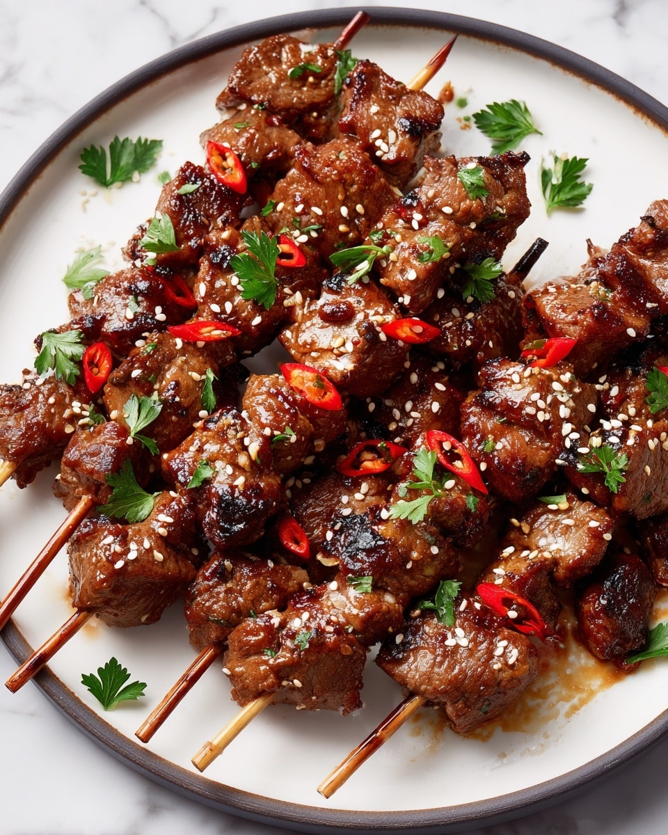 Asian Garlic Steak Skewers Recipe - Recipe Image