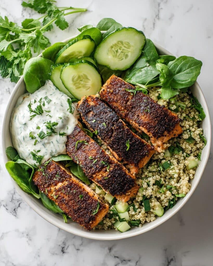 Honey Harissa Salmon Quinoa Bowls Recipe