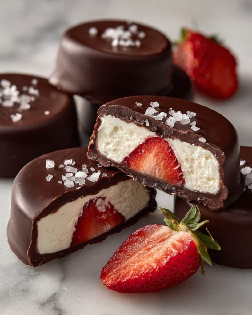 Chocolate Covered Strawberry Frozen Yogurt Bites Recipe