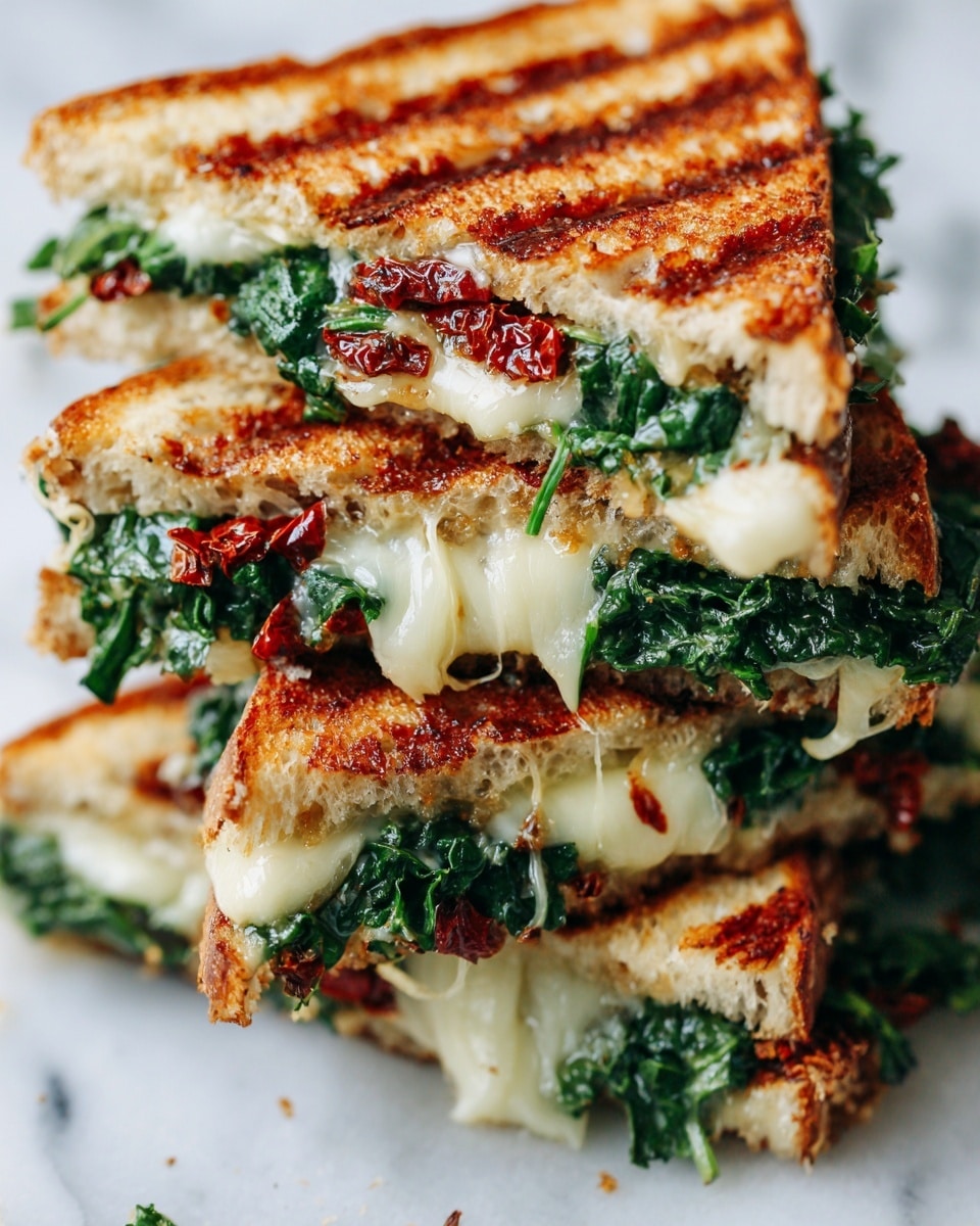 Sun-Dried Tomato, Spinach, and Ricotta Grilled Cheese Recipe - Recipe Image