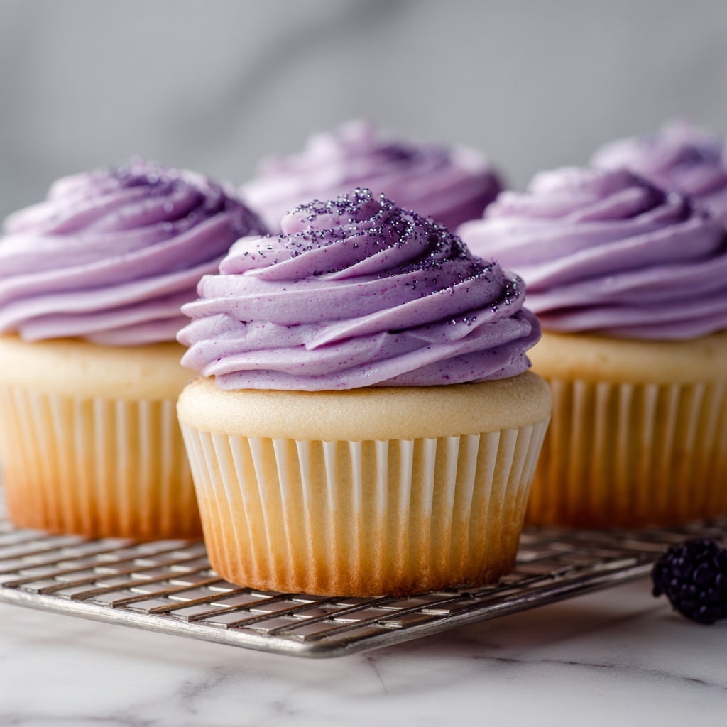 Lemon Poppy Seed Cupcakes with Blackberry Frosting Recipe - Recipe Image