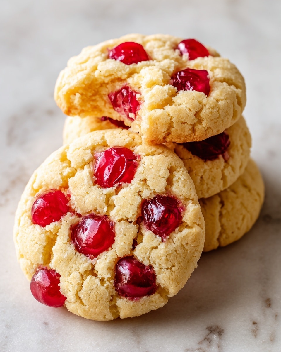 White Chocolate Cherry Shortbread Cookies Recipe - Recipe Image