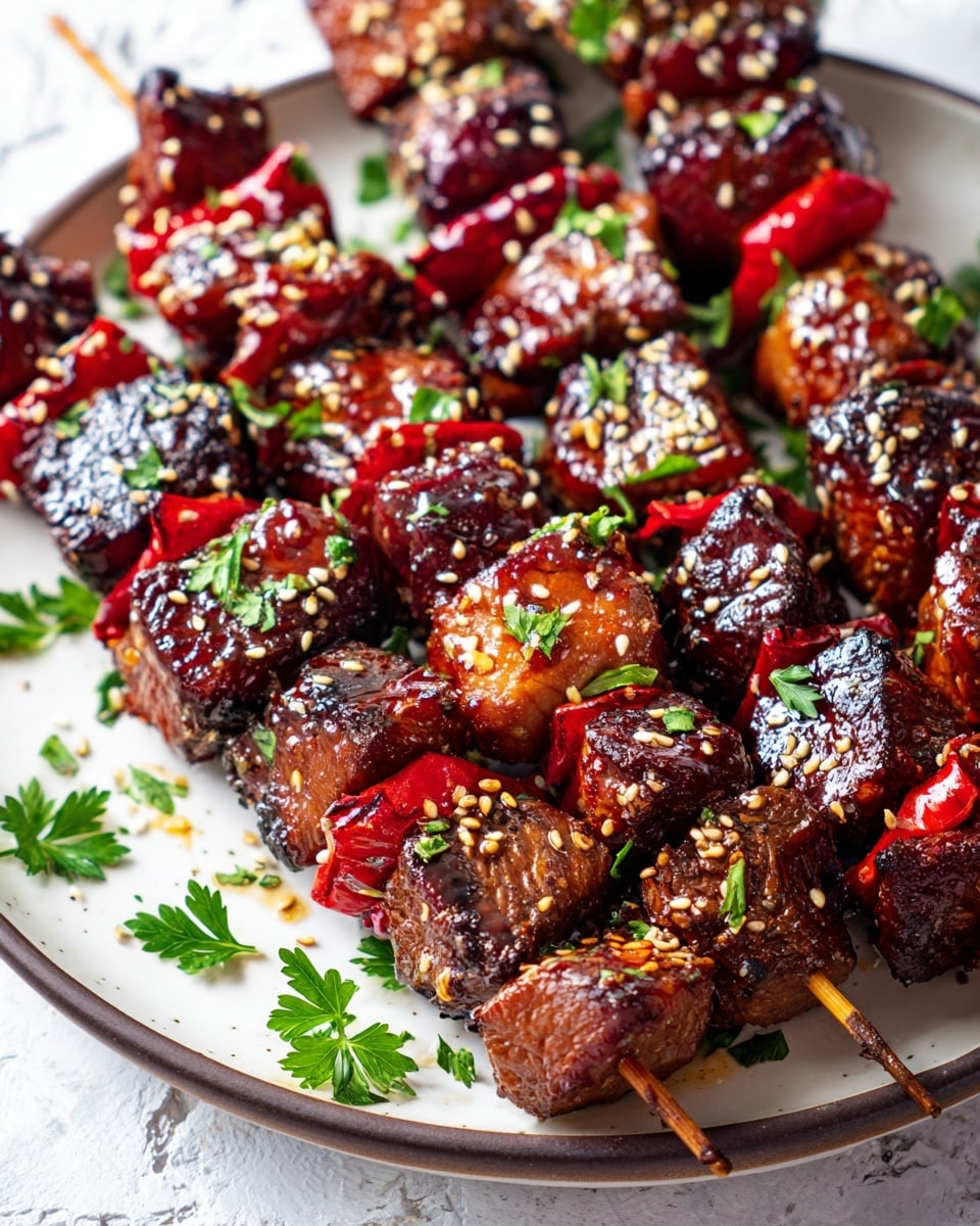 Asian Garlic Steak Skewers Recipe - Recipe Image