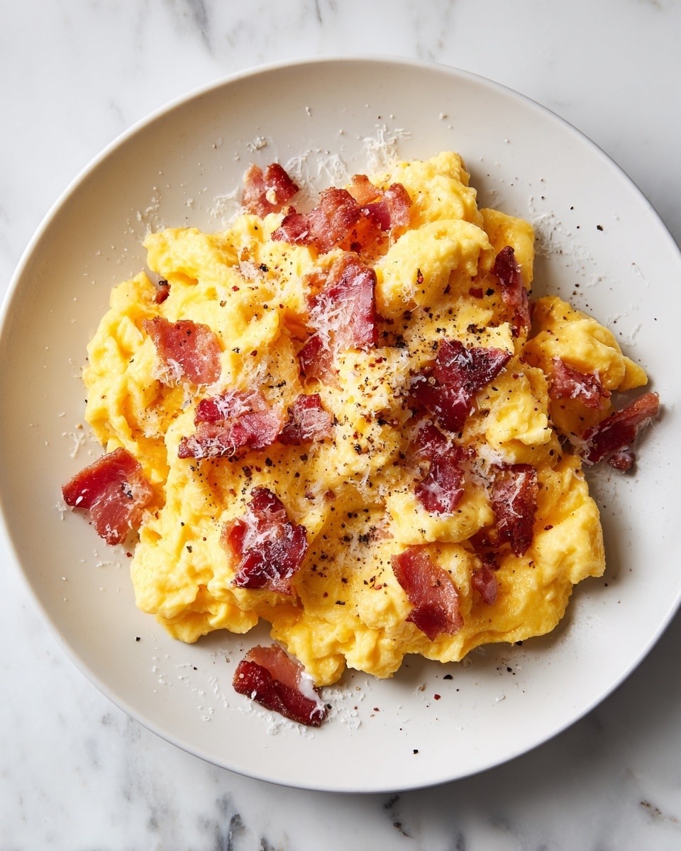 Silky Scrambled Eggs with Pancetta and Pecorino Recipe - Recipe Image