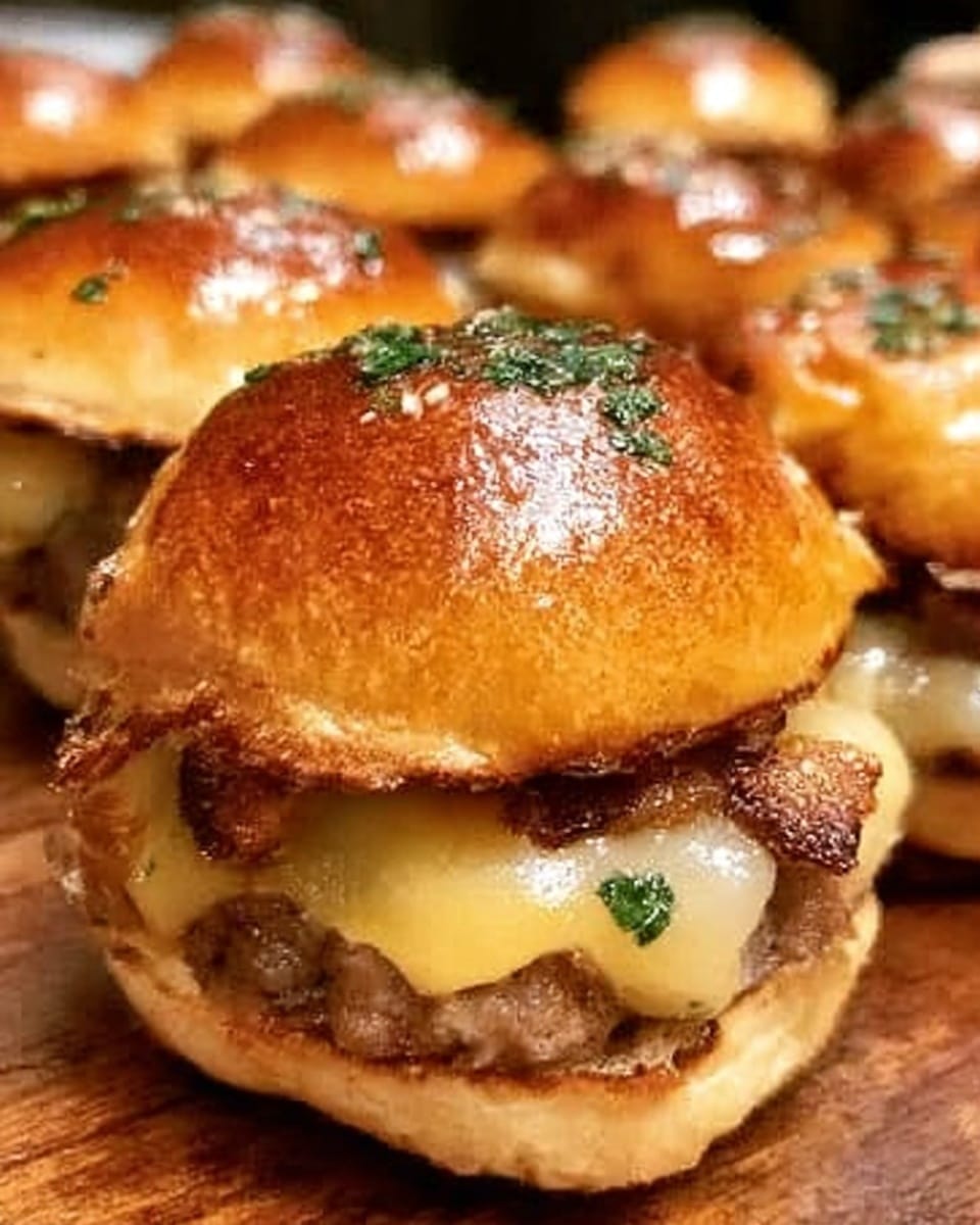 Italian Sausage Slider Sandwiches with Pesto, Provolone, and Roasted Red Peppers Recipe - Recipe Image