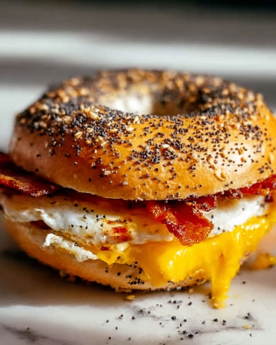 Bagel Breakfast Sandwich with Spicy Mayo and Bacon Recipe - Recipe Image
