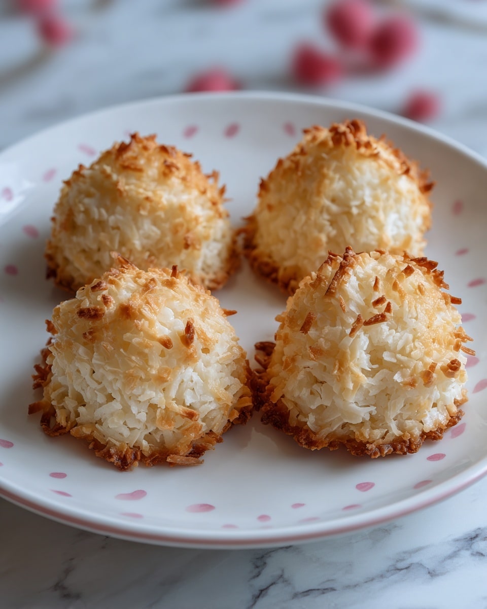 Chocolate-Dipped Coconut Macaroons with Heart-Shaped Sprinkles Recipe - Recipe Image