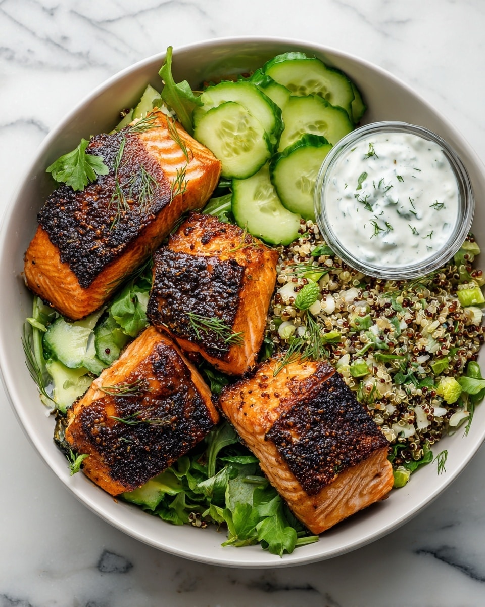 Honey Harissa Salmon Quinoa Bowls Recipe - Recipe Image