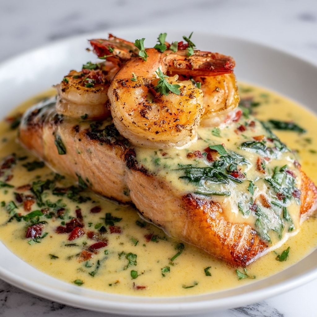 Crab and Shrimp Stuffed Salmon: A Decadent Dinner Recipe - Recipe Image