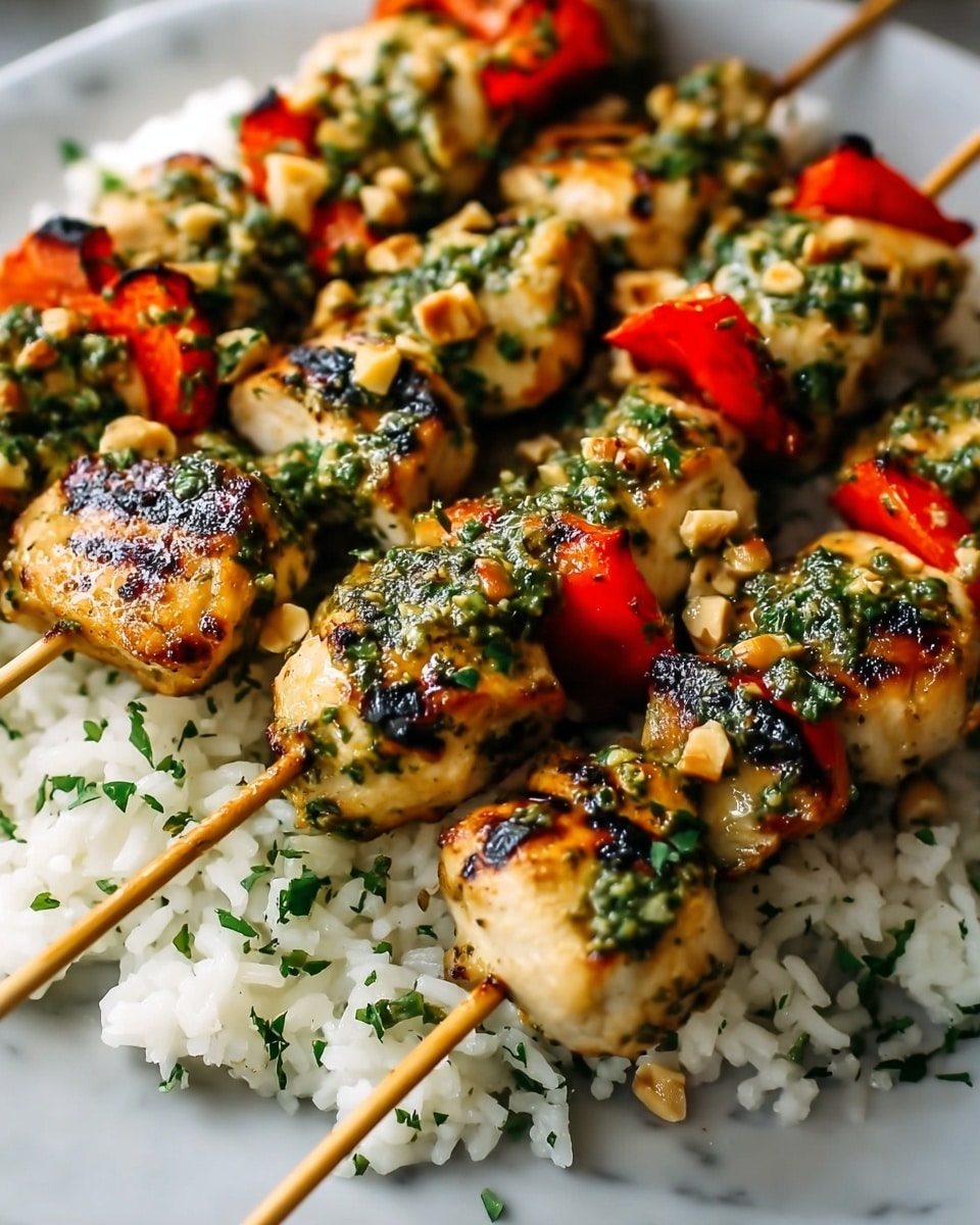 Thai Spicy Basil Chicken Skewers with Cashew Sauce and Gremolata Topping Recipe - Recipe Image