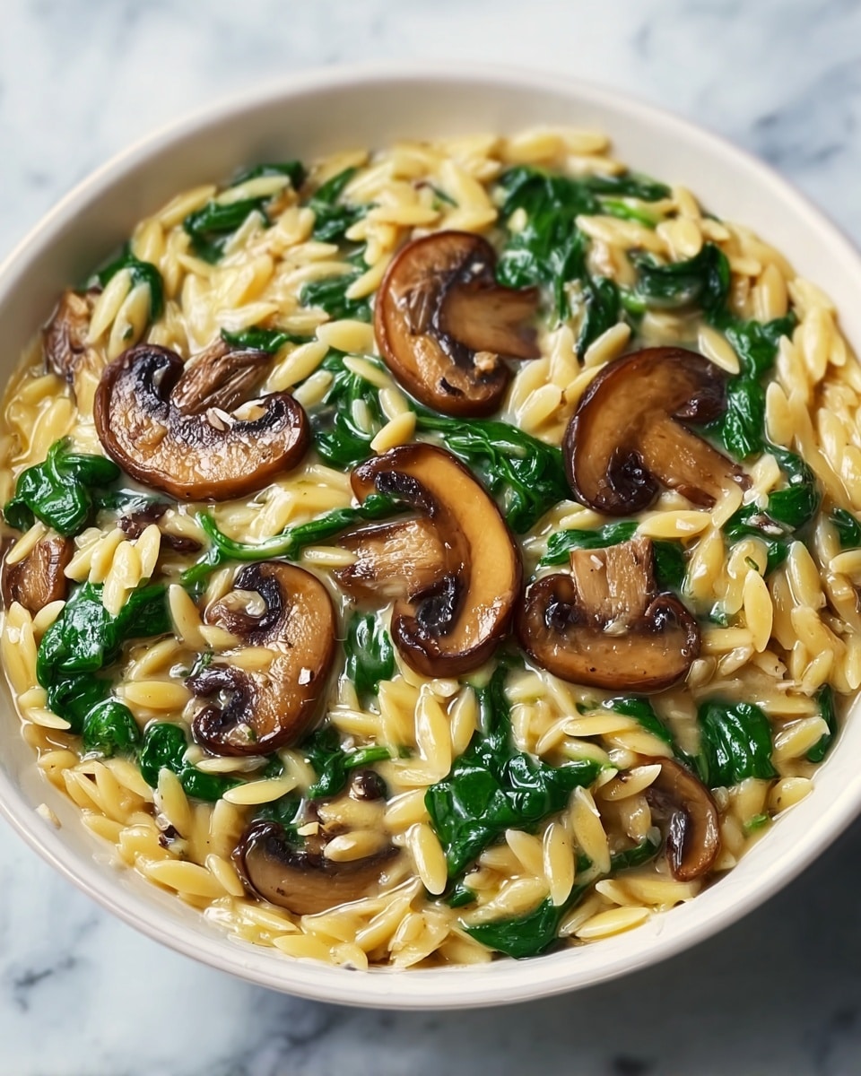Easy Orzo Pasta with Mushrooms & Spinach Recipe - Recipe Image