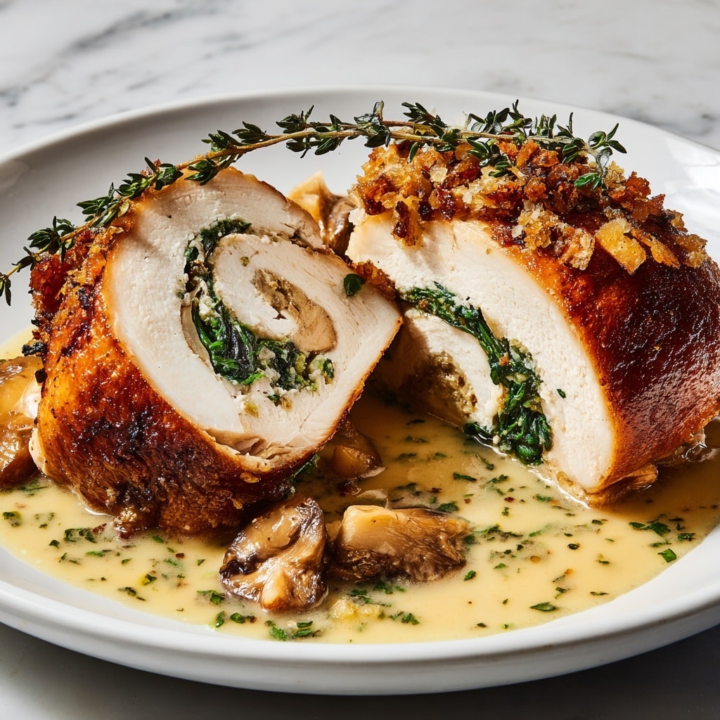 Herb-Stuffed Turkey Roulade with Apple and Sausage Recipe - Recipe Image