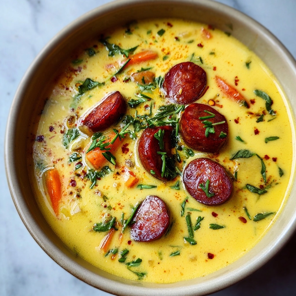 Cheesy Rotel Soup with Smoked Sausage Recipe - Recipe Image