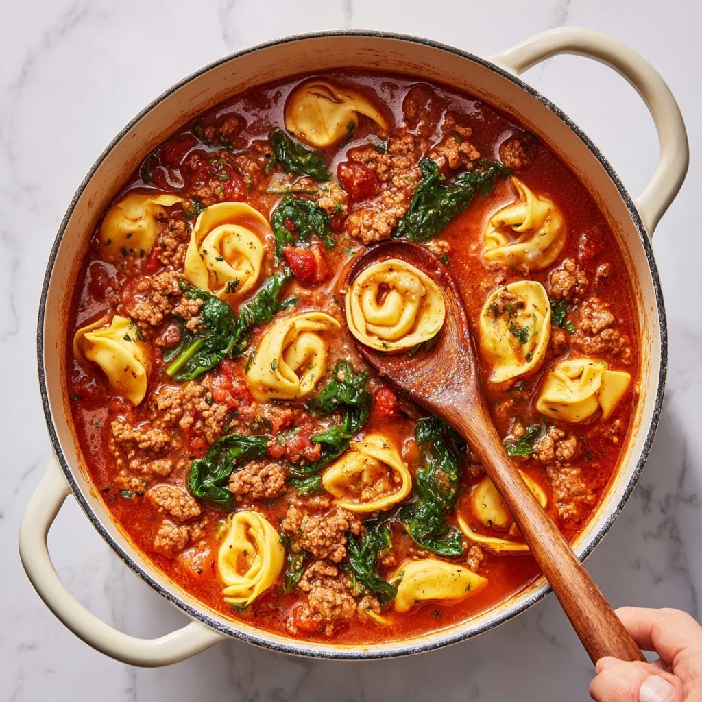 Tortellini Soup with Ground Beef and Vegetables Recipe - Recipe Image