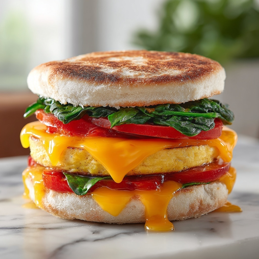 Healthy Breakfast Sandwich with Avocado, Spinach, and Tomato Recipe