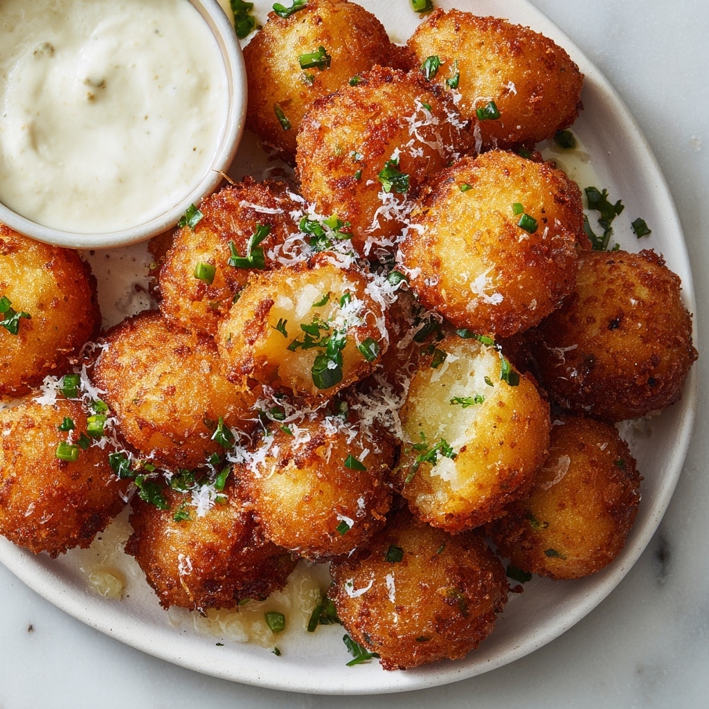 Crispy Parmesan Garlic Potato Balls Recipe - Recipe Image