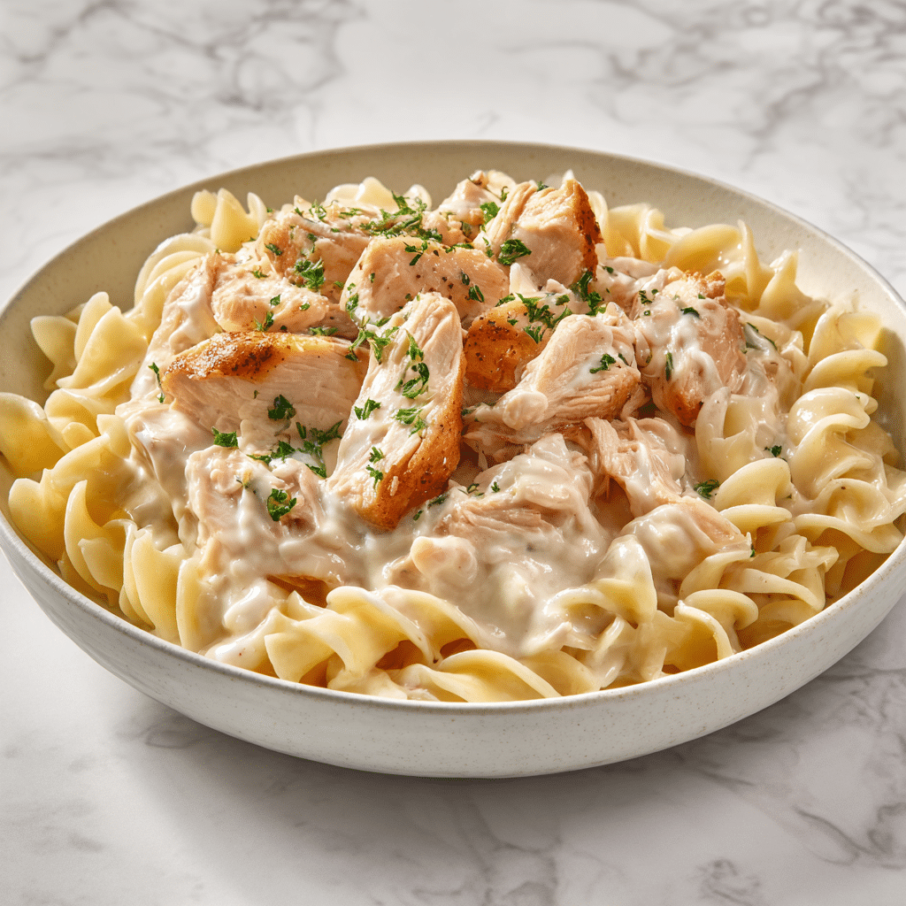 Creamy Garlic Chicken & Penne Recipe - Recipe Image