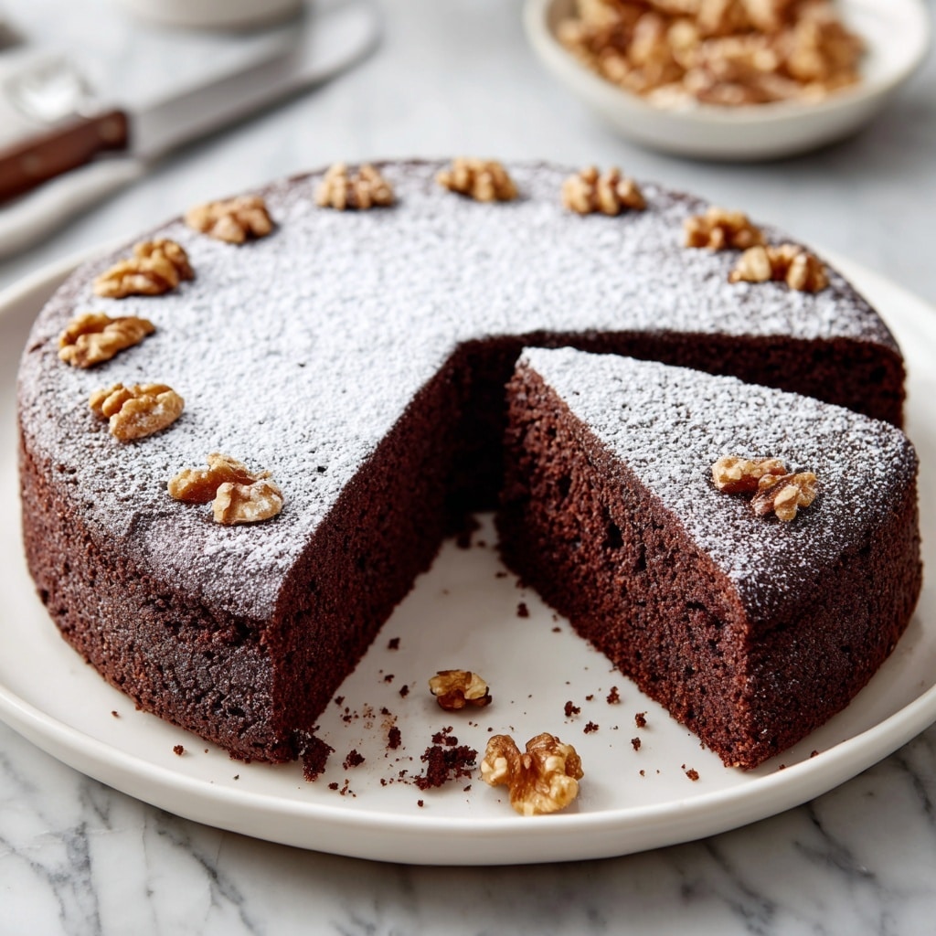 Simple Moist Chocolate Walnut Cake Recipe - Recipe Image