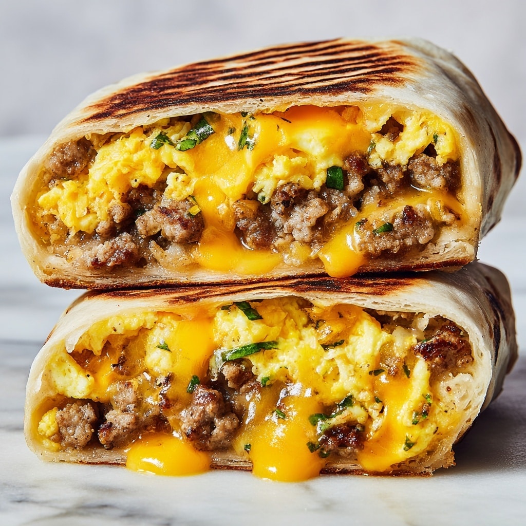 Sausage Scramble Breakfast Burritos Savory Beef Scramble Wrap Recipe - Recipe Image