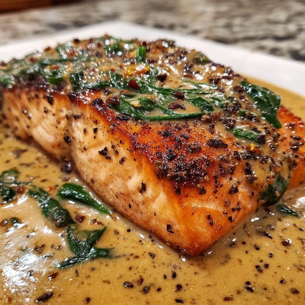Pan-Seared Salmon with Creamy Florentine Sauce Recipe - Recipe Image