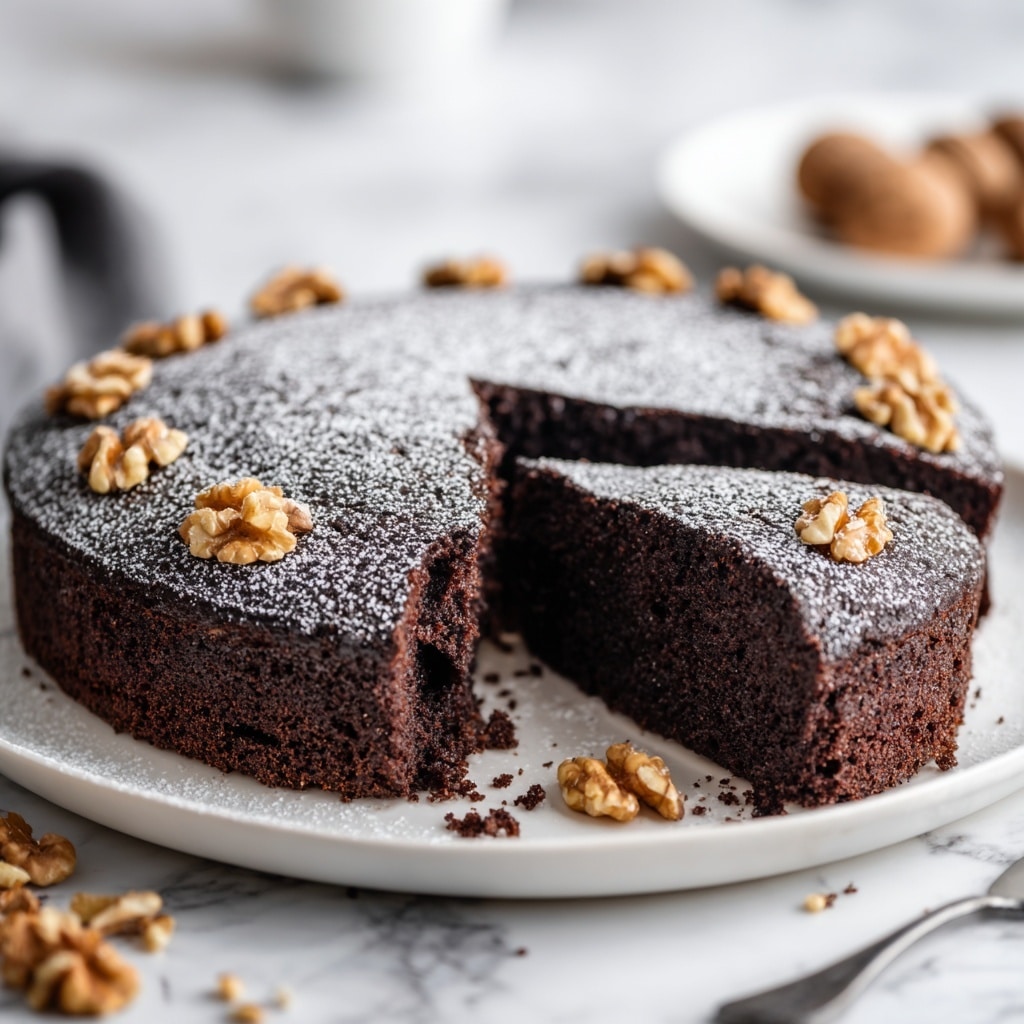 Simple Moist Chocolate Walnut Cake Recipe - Recipe Image