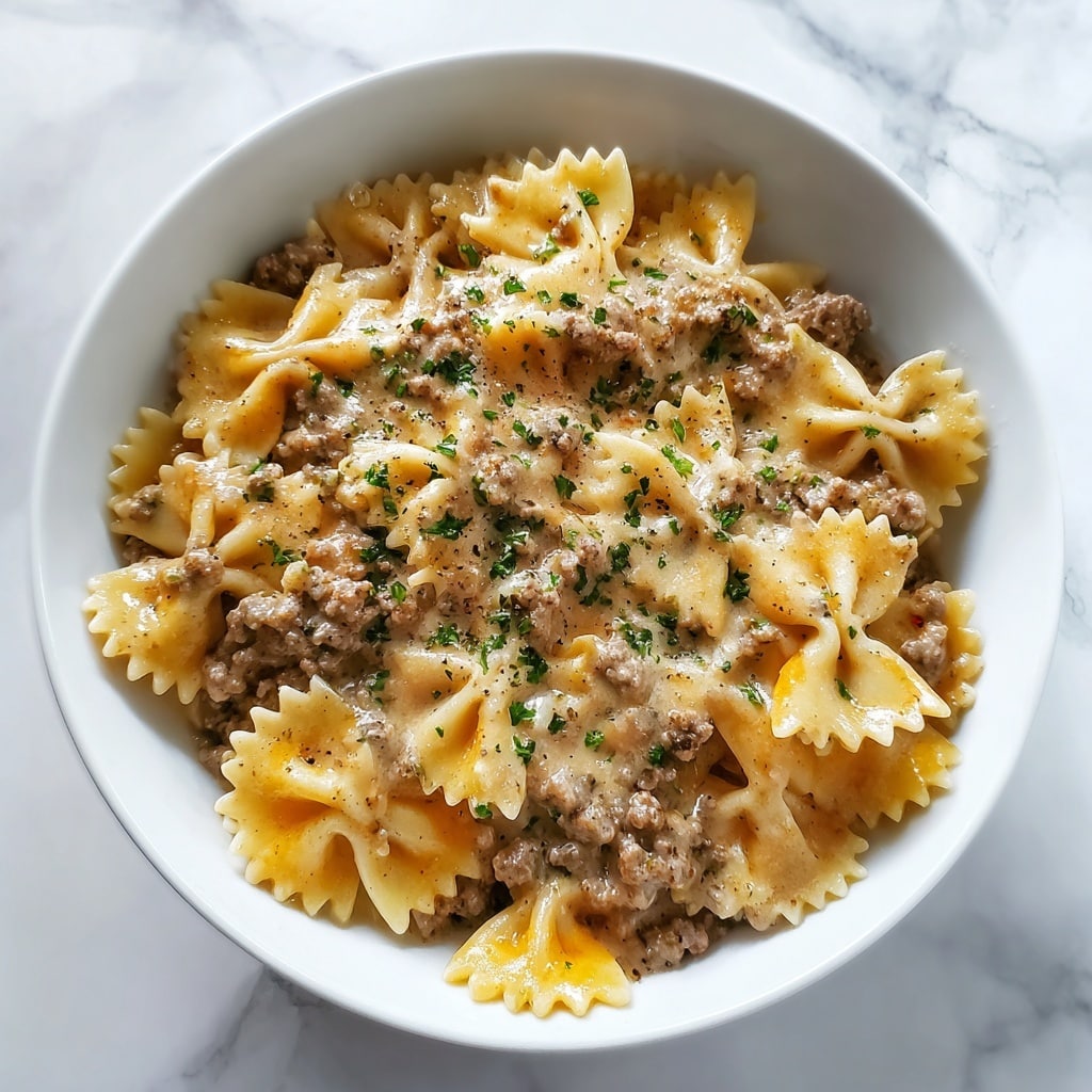 Creamy Beef and Bowtie Pasta Recipe - Recipe Image