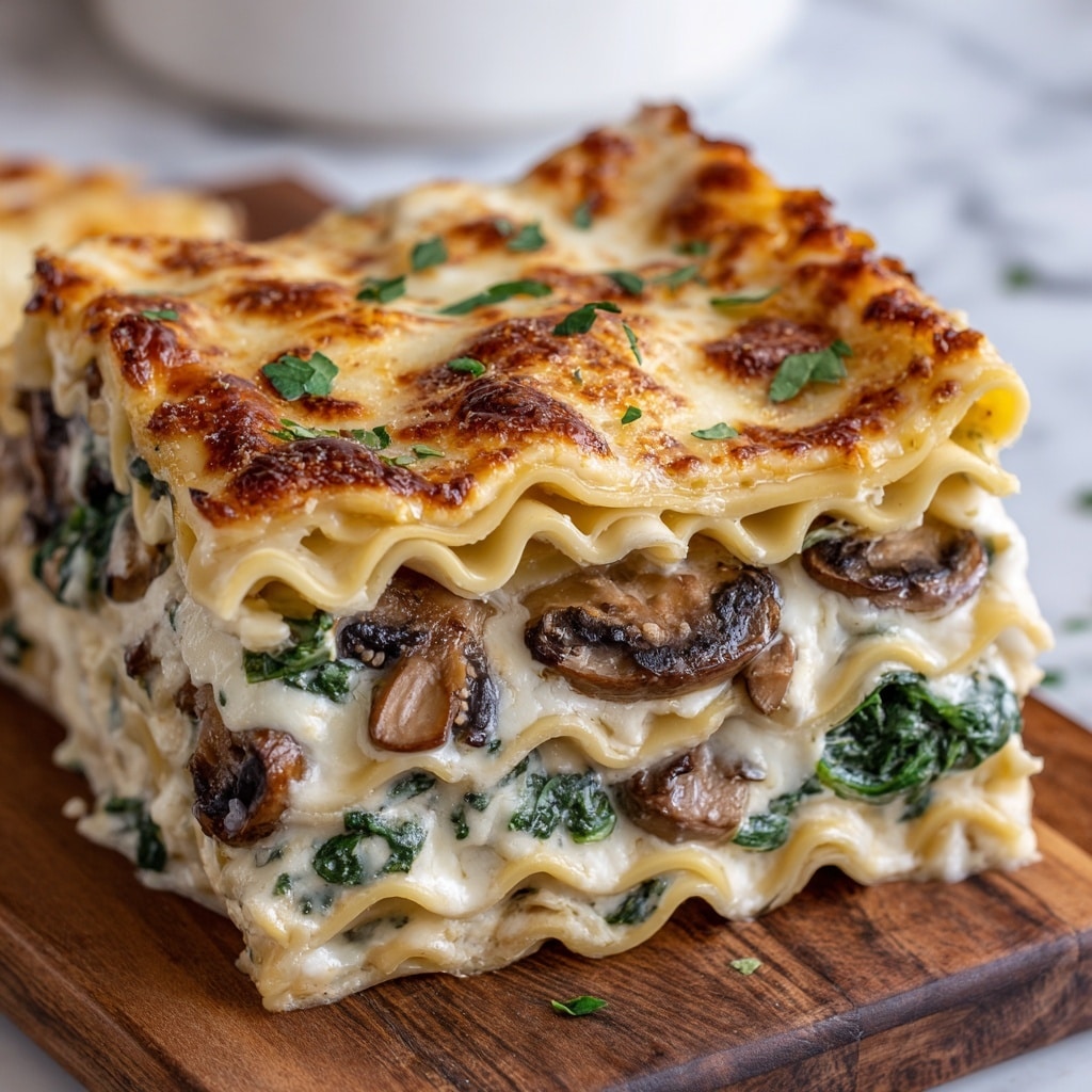 Creamy Spinach & Mushroom Lasagna Recipe - Recipe Image