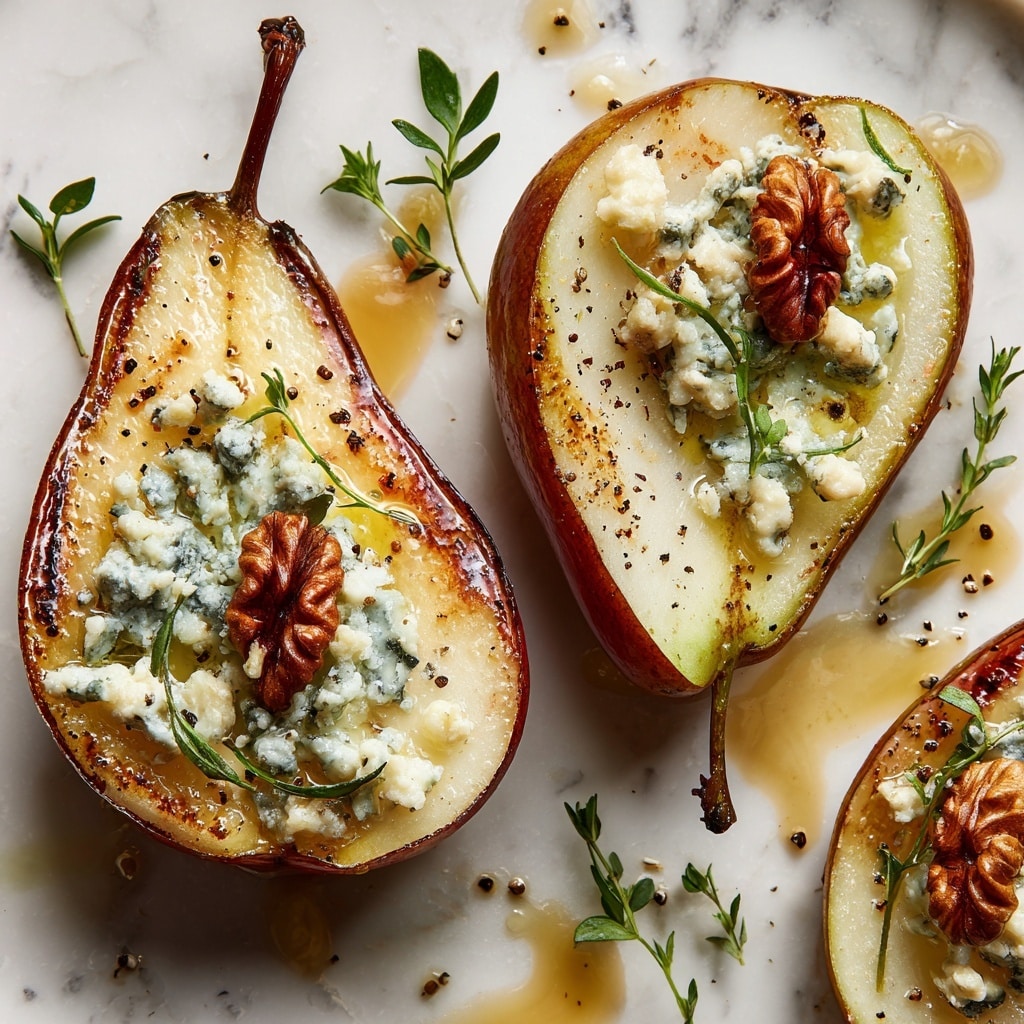 Blue Cheese Stuffed Pears with Honey and Toasted Nuts Recipe - Recipe Image