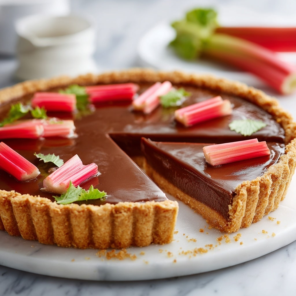 Roasted Rhubarb Chocolate Tart Recipe - Recipe Image