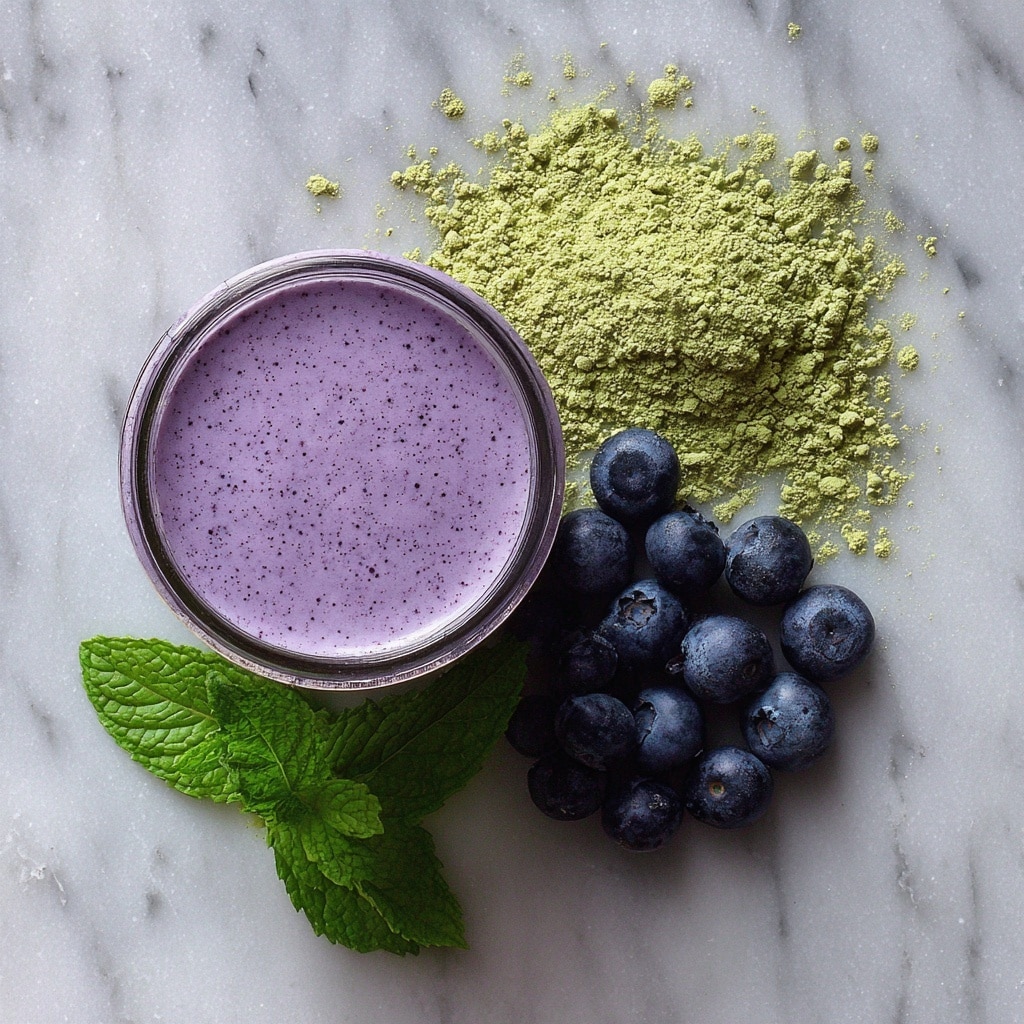 Wild Blueberry Vanilla Matcha Smoothie Recipe - Recipe Image
