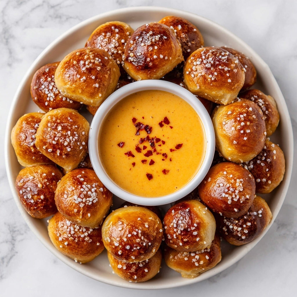 Soft Pretzel Bites with Vegan Cheese Sauce Recipe - Recipe Image