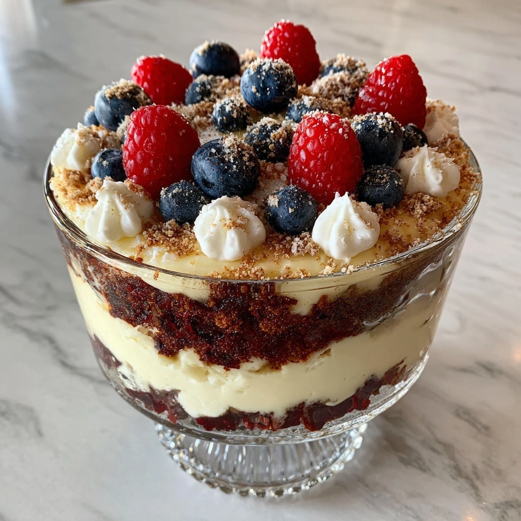 Red Velvet Trifle with White Chocolate Pudding and Mixed Berries Recipe - Recipe Image
