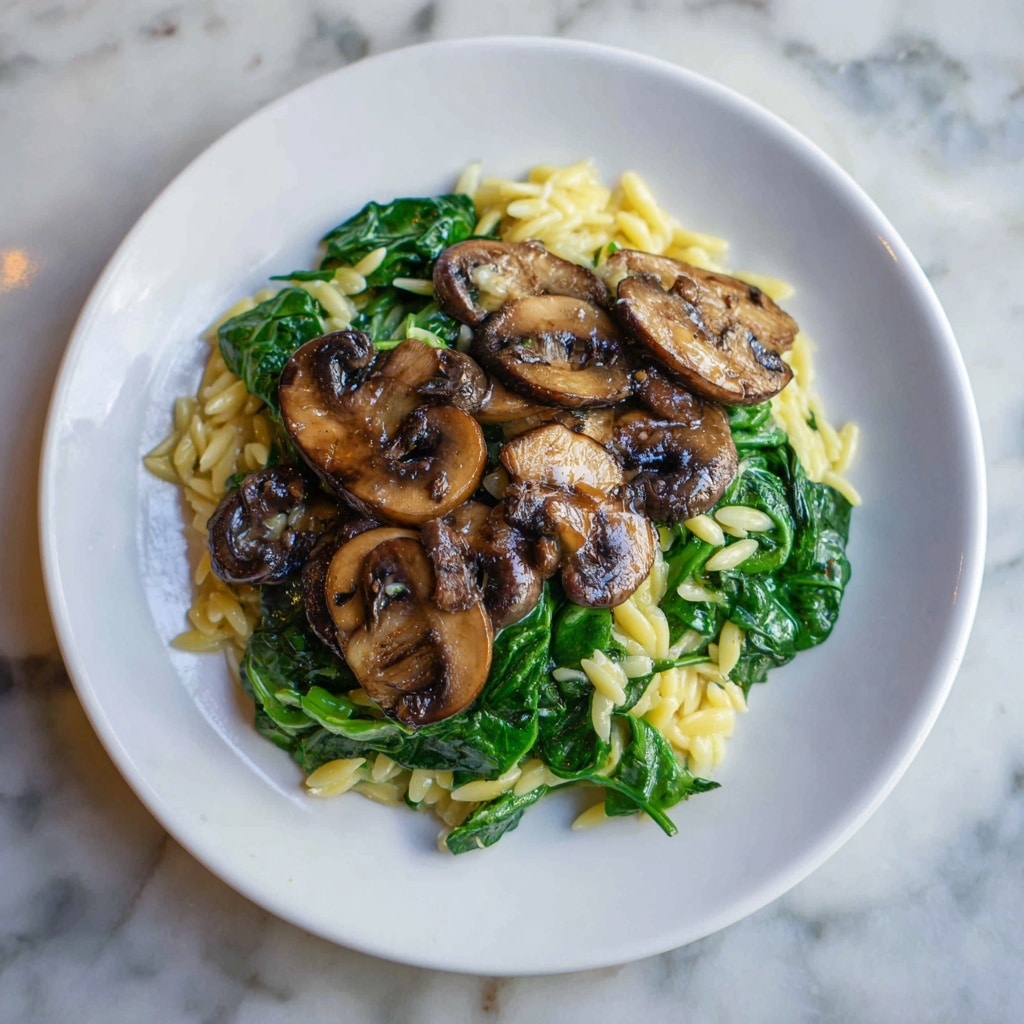 Easy Orzo Pasta with Mushrooms & Spinach Recipe - Recipe Image
