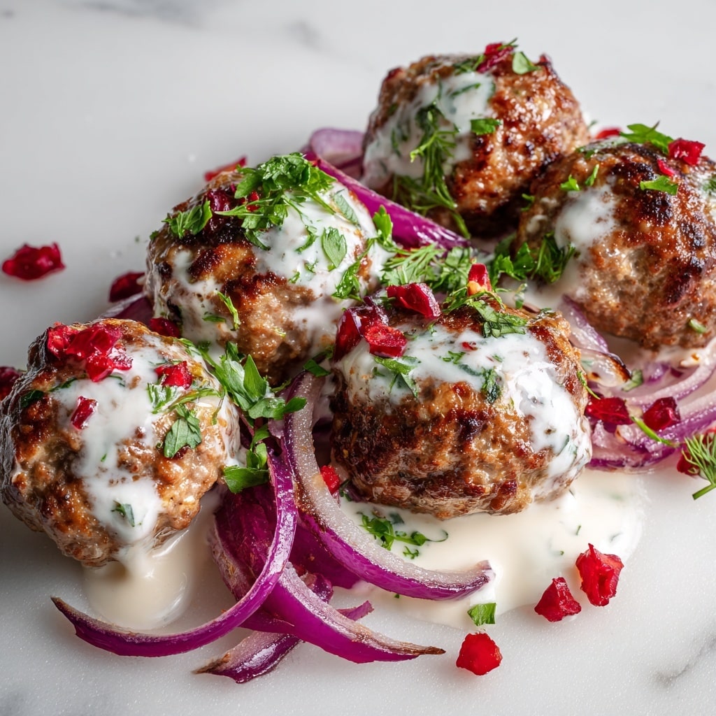 Spicy Beef Armenian Kefta with Tahini and Tzatziki Recipe - Recipe Image