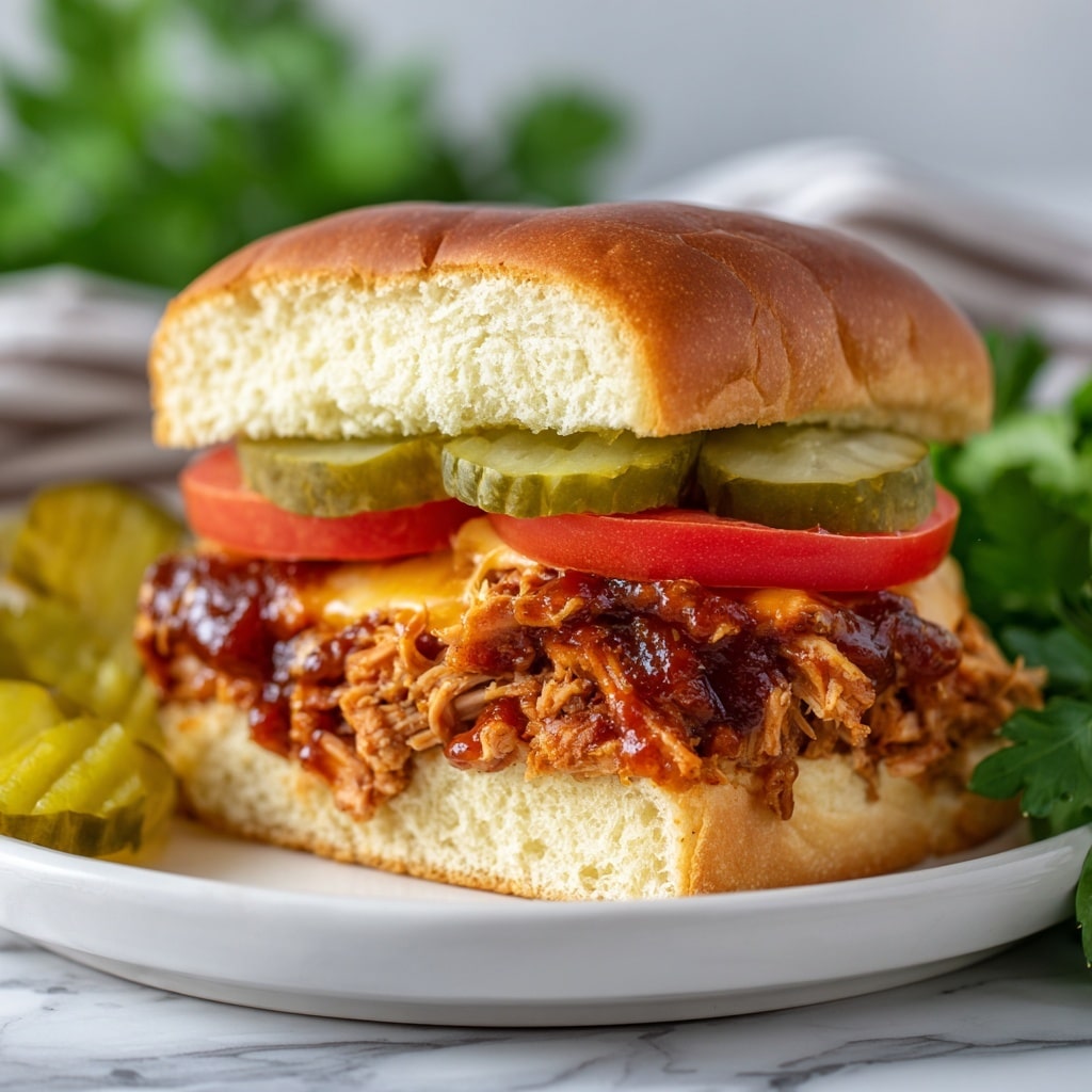 Slow Cooker Honey Mustard Shredded Chicken Sandwiches Recipe - Recipe Image