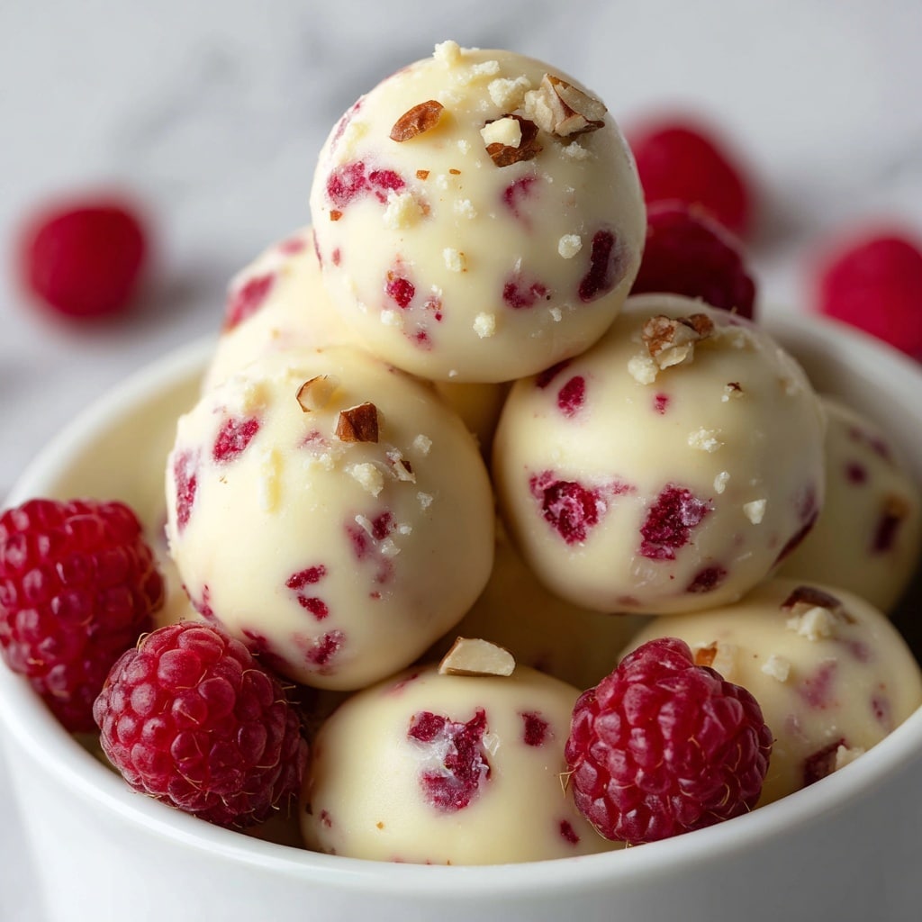 White Chocolate Raspberry Cheesecake Balls Recipe - Recipe Image