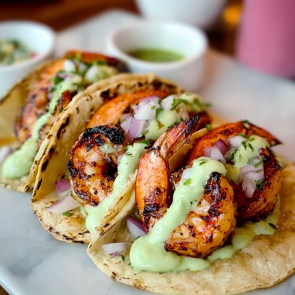 Spicy Shrimp Tacos with Avocado Crema Recipe - Recipe Image