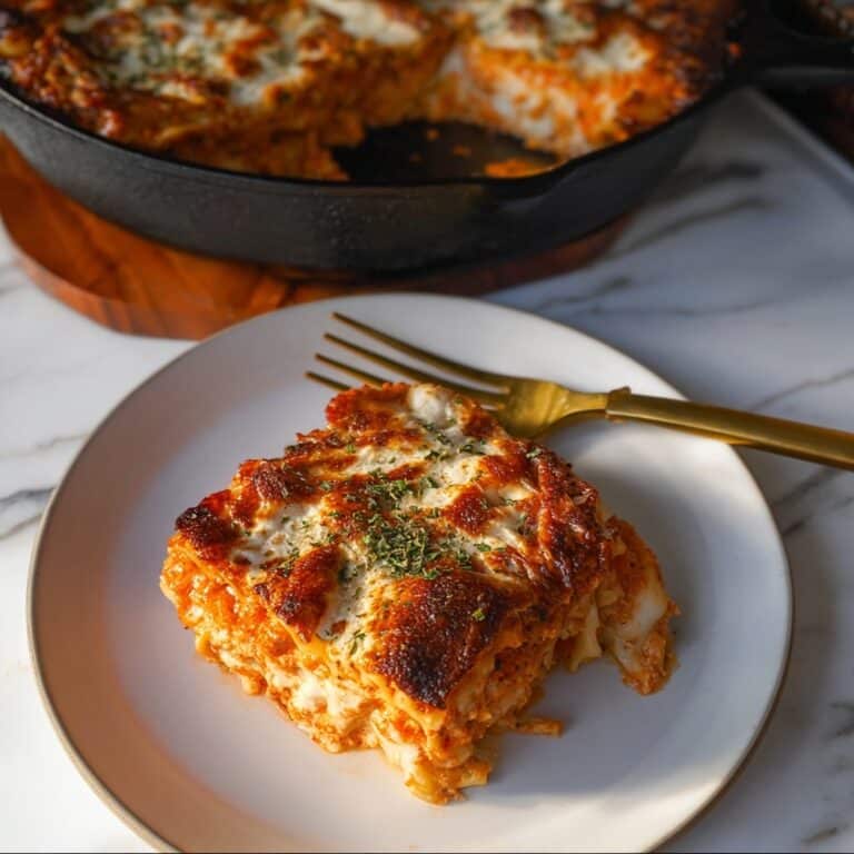Easy Chicken Parmesan Lasagna Skillet Recipe