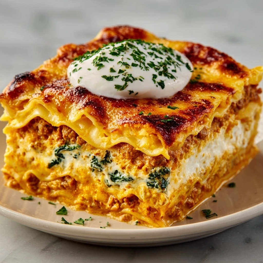 Cheesy Buffalo Chicken Lasagna with Ranch Drizzle Recipe - Recipe Image