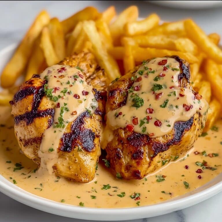 Spicy Creamy Garlic Parmesan Chicken Fillet with Fries Recipe