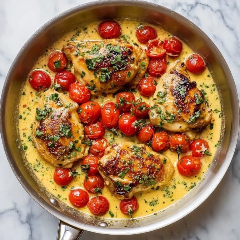 Creamy Pesto Chicken with Roasted Tomatoes Recipe