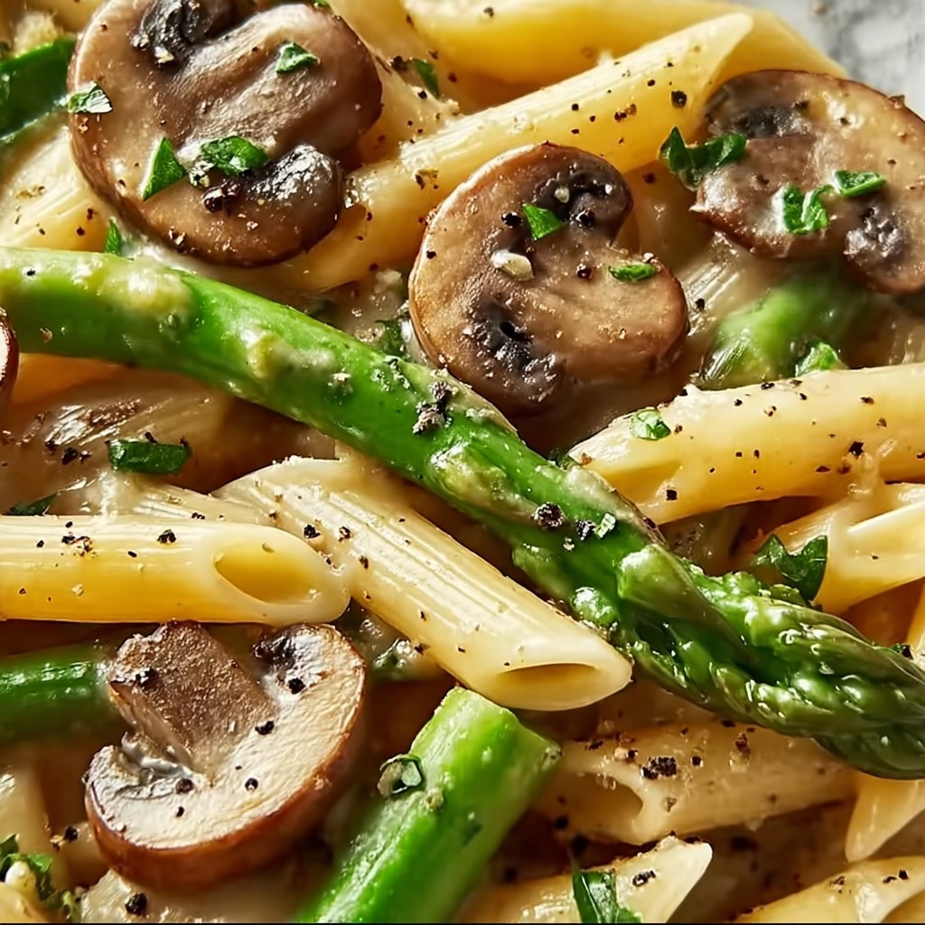 Creamy Mushroom and Asparagus Chicken Penne Recipe