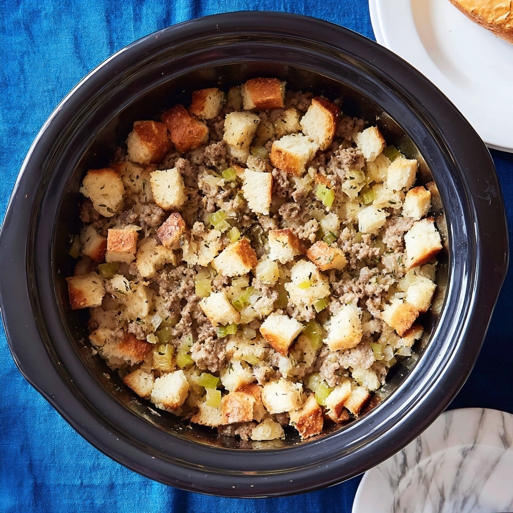 Crockpot Sausage and Apple Stuffing Recipe - Recipe Image