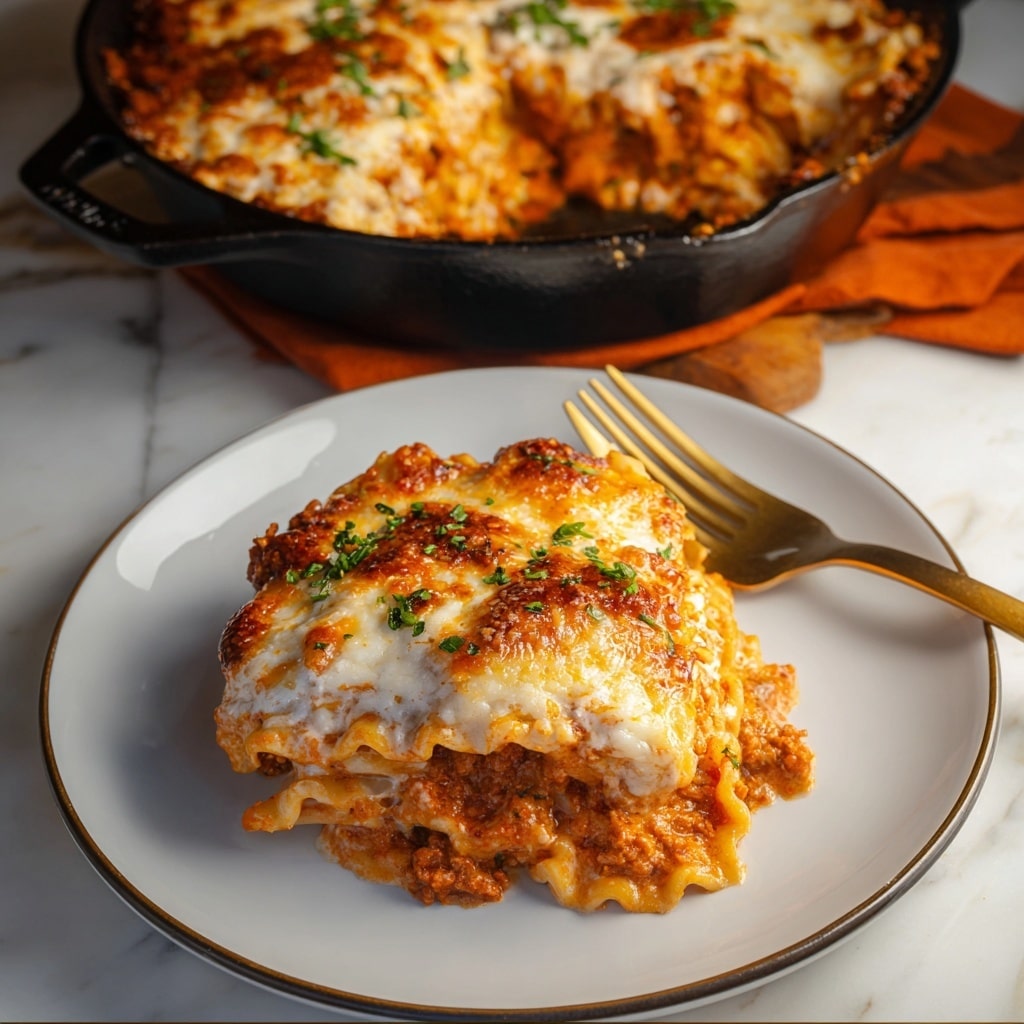 Easy Chicken Parmesan Lasagna Skillet Recipe - Recipe Image