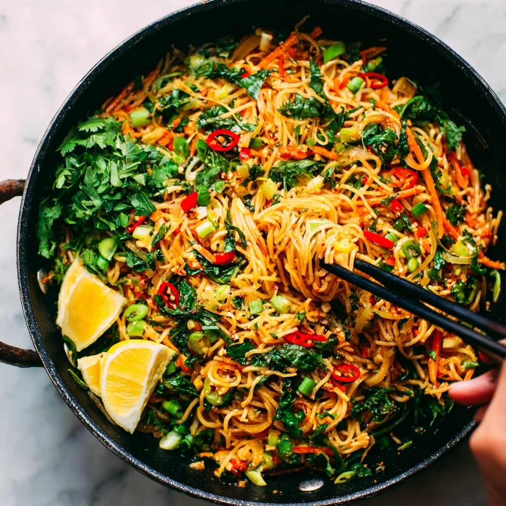 Rainbow Vegetarian Pad Thai with Peanuts and Basil Recipe - Recipe Image