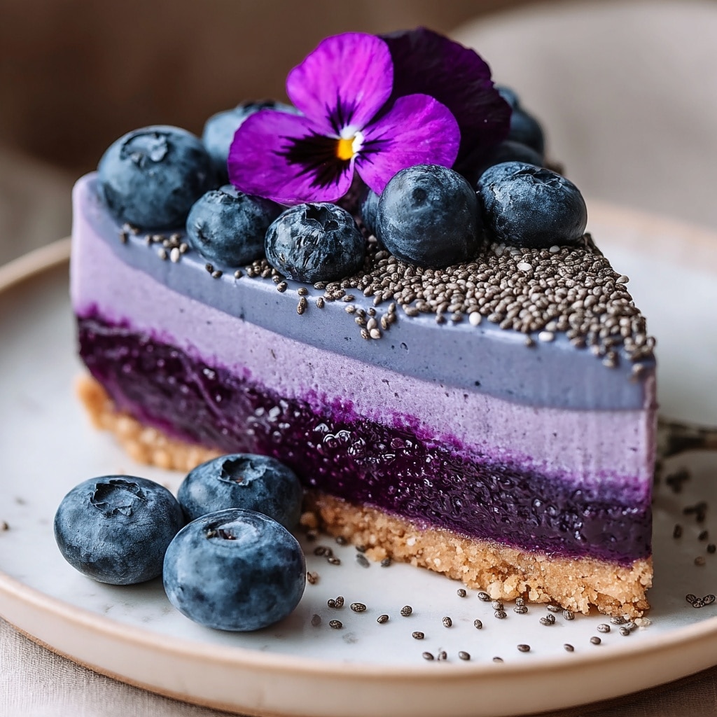 No-Bake Plant-Based Vegan Blueberry Chia Seed Pie Recipe - Recipe Image