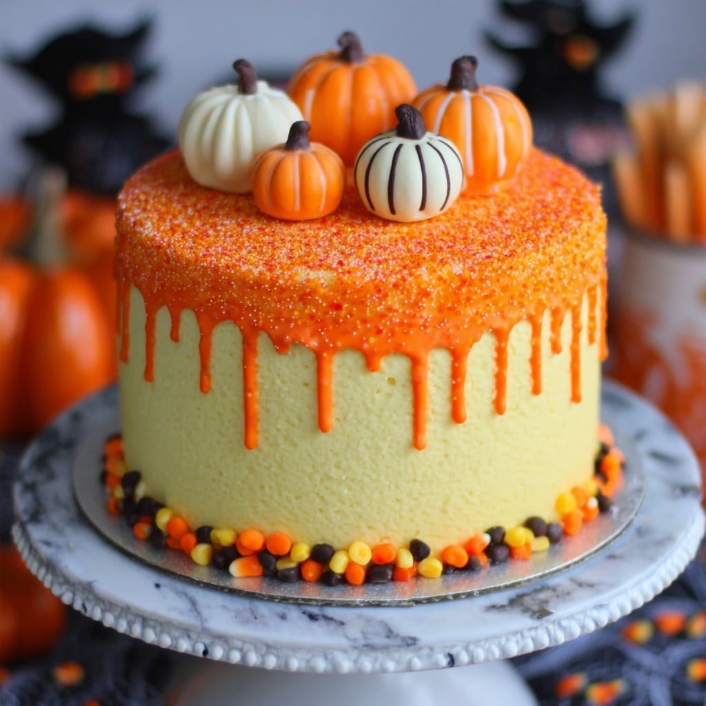 Stenciled Halloween Sprinkle Cake Recipe - Recipe Image